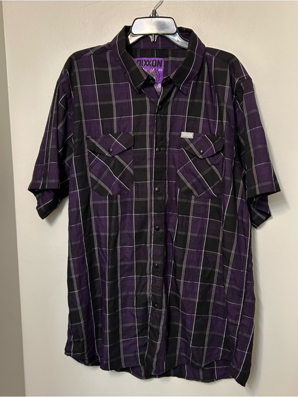 Dixxon Flannel Kingdom Pearl Snap Purple Black Plaid Bamboo Shirt XL EUC - Picture 2 of 8